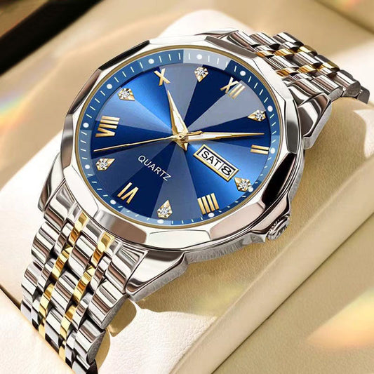Lavish Business Men's Watch Double Calendar High-grade Quartz